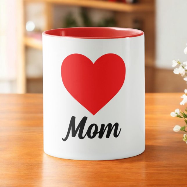 Mum - Classic Red Heart Typography Mug (Creator Uploaded)