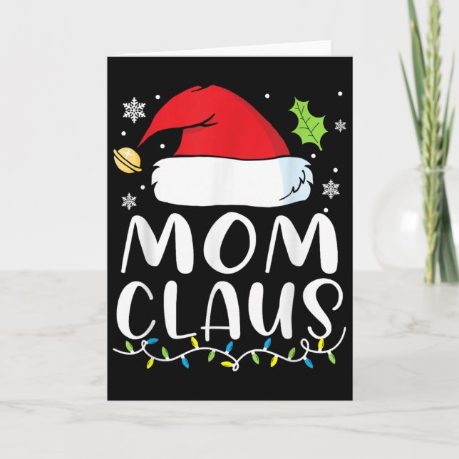 Mum Claus Christmas Lights Pajama Xmas Family Matc Card (Front)