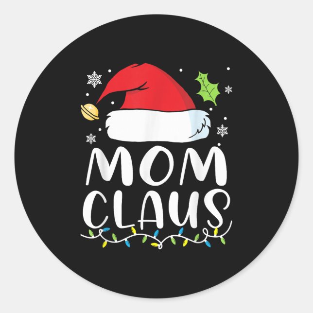 Mum Claus Christmas Lights Pajama Xmas Family Matc Classic Round Sticker (Front)