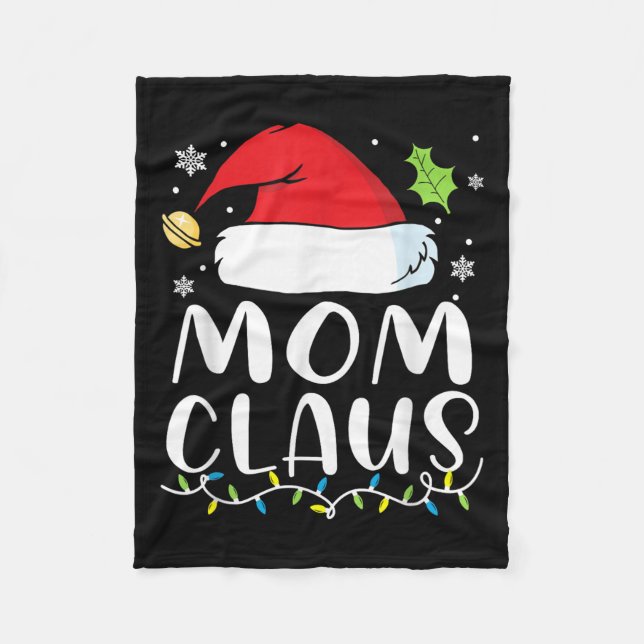 Mum Claus Christmas Lights Pajama Xmas Family Matc Fleece Blanket (Front)