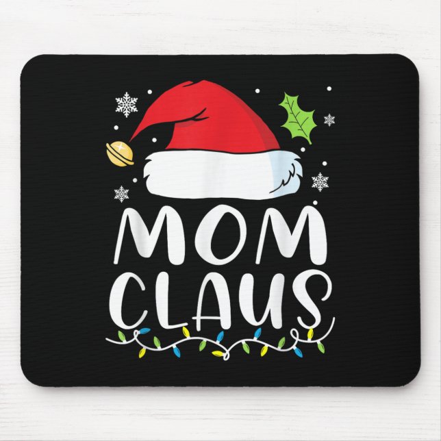 Mum Claus Christmas Lights Pajama Xmas Family Matc Mouse Mat (Front)