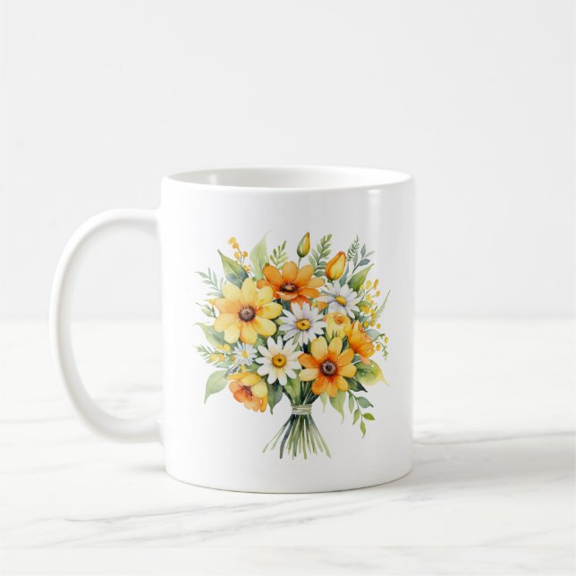 Mum Coffee Sunshine Soul Floral Bouquet Pretty Mug (Left)