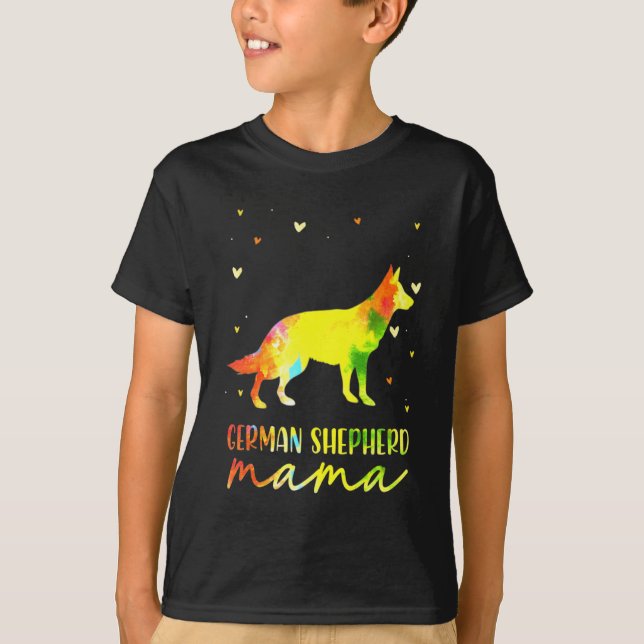 Mum Colourful German Shepherd T-Shirt (Front)