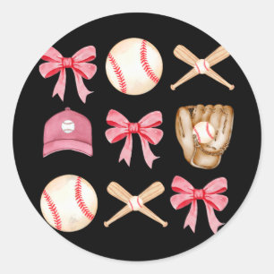 Mum Coquette Mothers Day Women Girls Baseball Mama Classic Round Sticker
