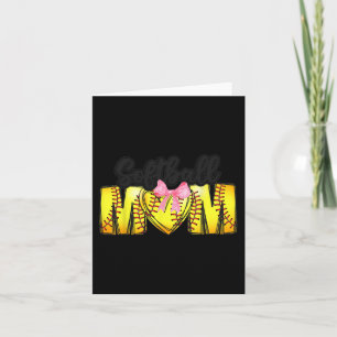 Mum Coquette Mothers Day Women Girls Softball Mama Card