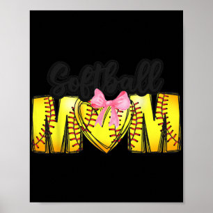 Mum Coquette Mothers Day Women Girls Softball Mama Poster