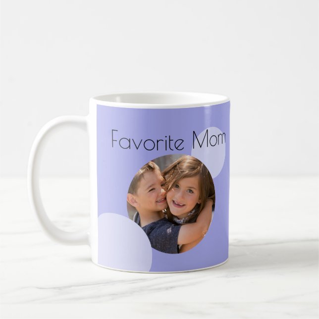 Mum Custom Photos Blue Dots Coffee Mug (Left)