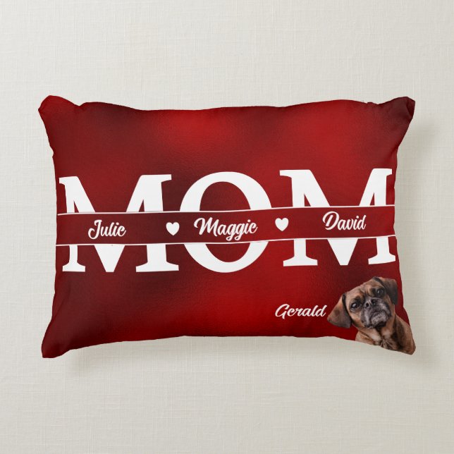Mum...Custom three names plus dog Accent Pillow (Front)
