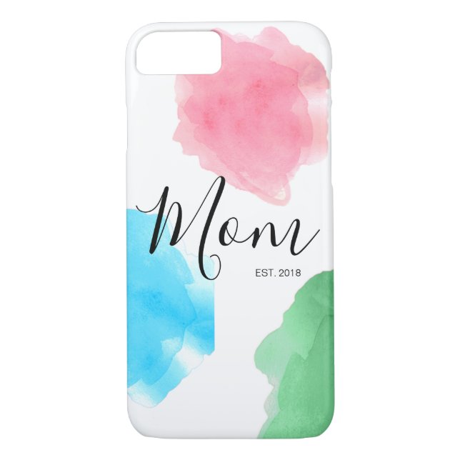 Mum customisable established year watercolor Case-Mate iPhone case (Back)