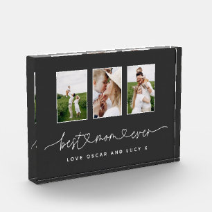 Mum cute modern script multi photo gift block