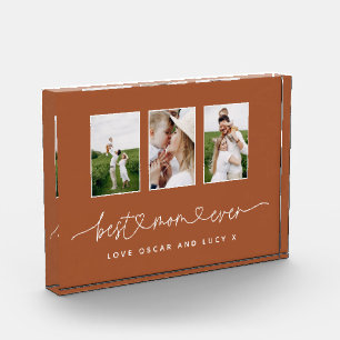 Mum cute modern script multi photo gift block