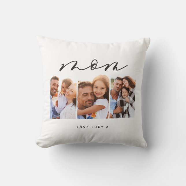 mum cute modern script multi photo gift  cushion (Front)