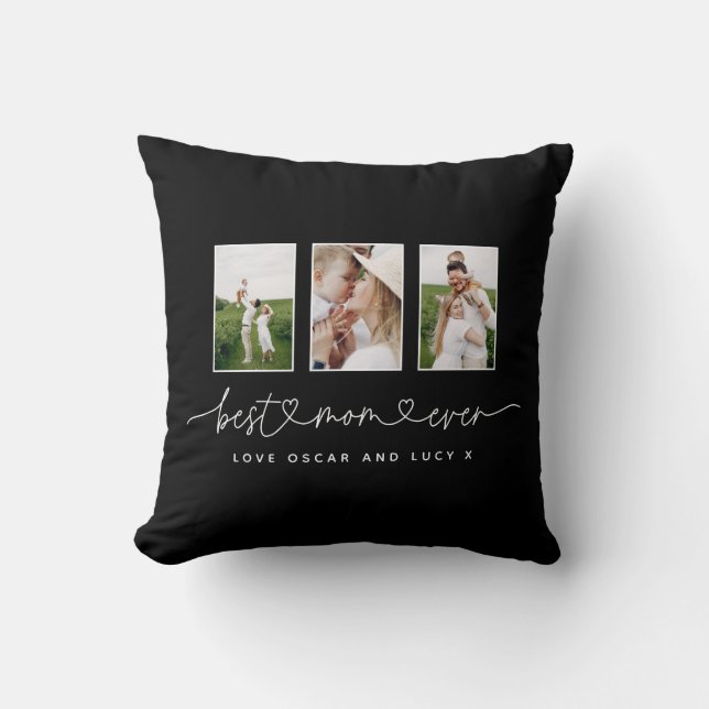 Mum cute modern script multi photo gift cushion (Front)