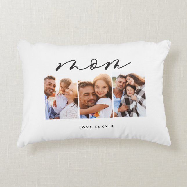 mum cute modern script multi photo gift  decorative cushion (Front)