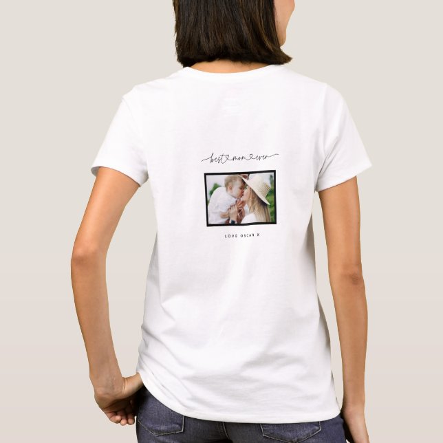 Mum cute modern script photo gift  T-Shirt (Back)