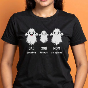 Mum Dad And Son 3 Person Ghost Family Halloween T-Shirt