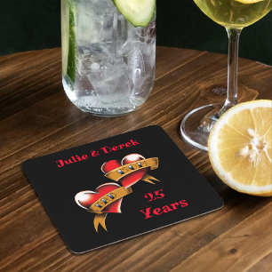 Mum & Dad Anniversary Party Square Paper Coaster