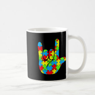 Mum Dad Asl Love Sign Language Autism Awareness Coffee Mug