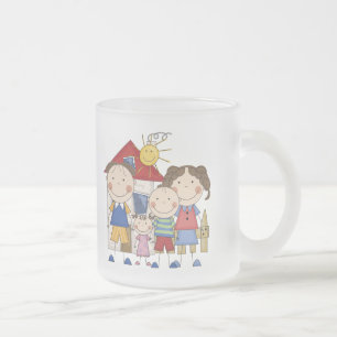 Mum, Dad, Big Boy, Small Girl Family Frosted Glass Coffee Mug