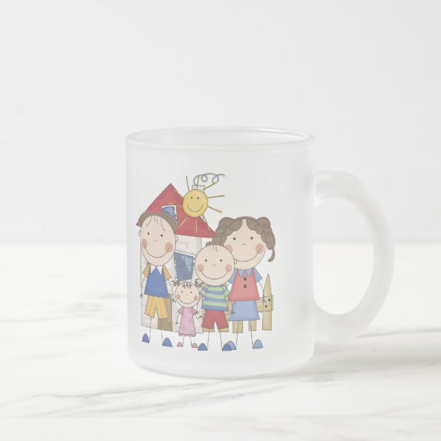 Mum, Dad, Big Boy, Small Girl Family Frosted Glass Coffee Mug (Right)