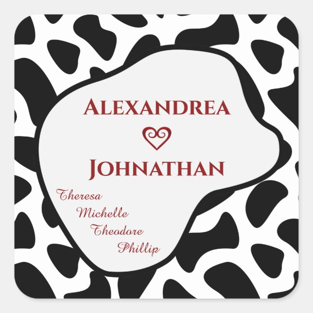 Mum Dad Children Family Names Personalise  Square Sticker (Front)