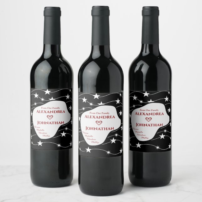 Mum Dad Children Kids Family Personalise  Wine Label (Bottles)