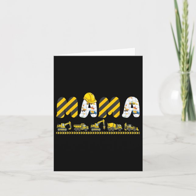 Mum Dad Construction Birthday Mama Excavator Digge Card (Front)