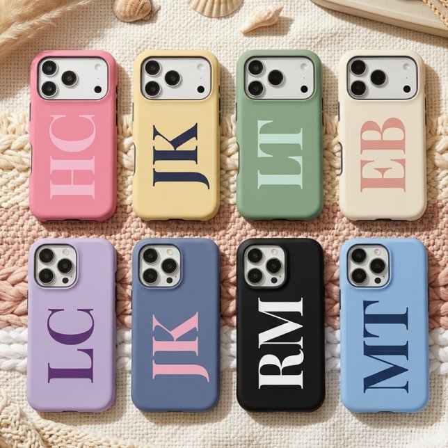 Mum & Dad | Elegant Blue Monogram Bridesmaid Name (Minimalist Bold Letter Phone Case – Birthday Gift for Best Friend, Elegant Custom Initial Phone Case)