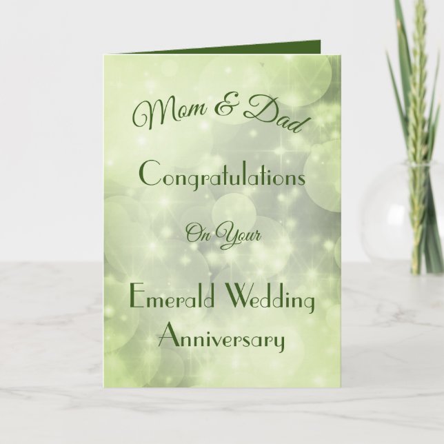 Mum & Dad Emerald Anniversary Greeting Card. Card (Front)