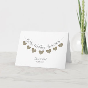 Mum & Dad Golden 50th Wedding Anniversary bunting Card