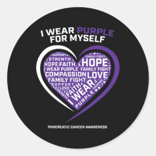 Mum Dad Grandma Grandpa Purple Pancreatic Cancer A Classic Round Sticker
