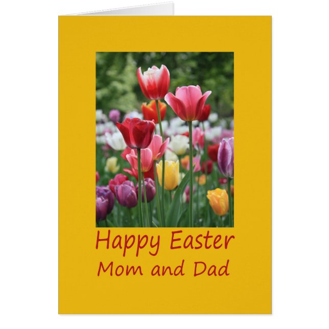 Mum & Dad Happy Easter Tulip card (Front)