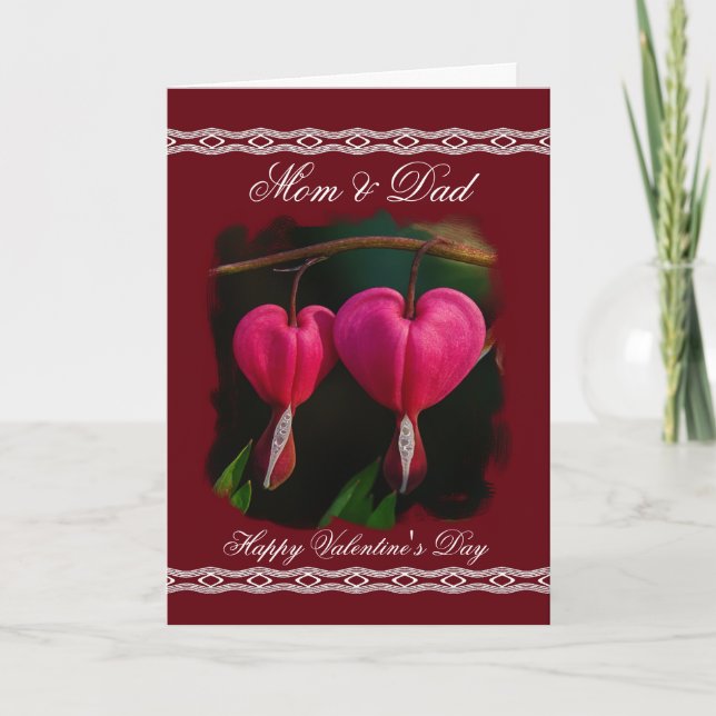 Mum/Dad Happy Valentine's Day - Bleeding Hearts Holiday Card (Front)
