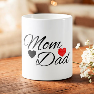 Mum & Dad Hearts - Elegant Typography Family Love Coffee Mug