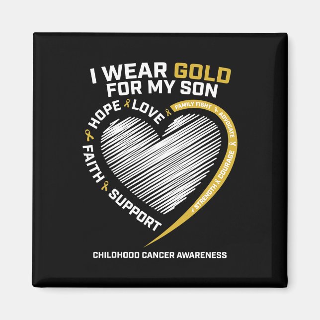 Mum Dad I Wear Gold For My Son Childhood Cancer Aw Magnet (Front)