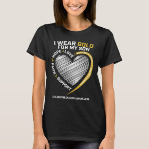 Mum Dad I Wear Gold For My Son Childhood Cancer Aw T-Shirt