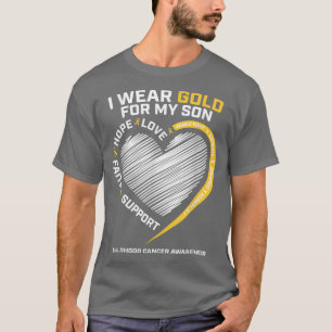 Mum Dad I Wear Gold For My Son Childhood Cancer Aw T-Shirt
