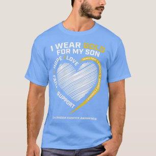 Mum Dad I Wear Gold For My Son Childhood Cancer Aw T-Shirt