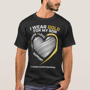 Mum Dad I Wear Gold For My Son Childhood Cancer Aw T-Shirt