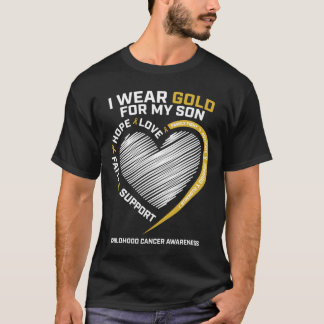 Mum Dad I Wear Gold For My Son Childhood Cancer Aw T-Shirt