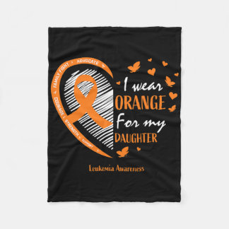Mum Dad I Wear Orange For My Daughter Leukaemia Aw Fleece Blanket