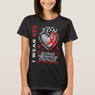 Mum Dad I Wear Red For My Son Heart Disease Awaren T-Shirt