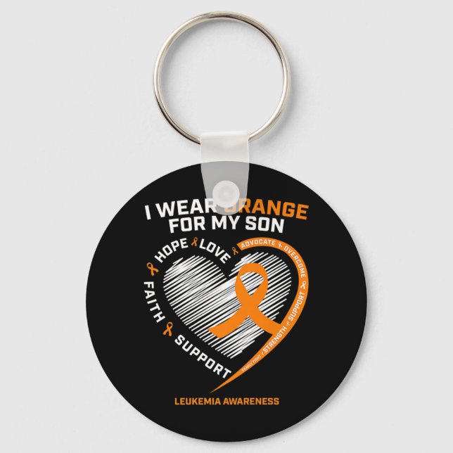Mum Dad Leukaemia Awareness  Son Leukaemia Awarene Key Ring (Front)