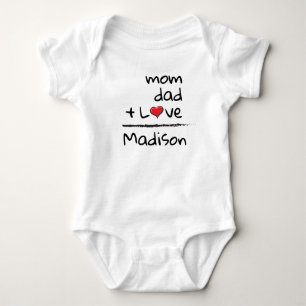 Mum Dad Love Baby Name Personalised Bodysuit