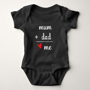 Mum + Dad = Me Cute Newborn Announcement Baby Bodysuit