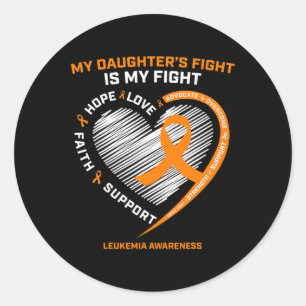 Mum Dad Orange My Daughters Fight Leukaemia Cancer Classic Round Sticker