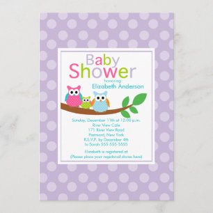 Mum & Dad Owls with Baby Owl Baby Shower Invitation