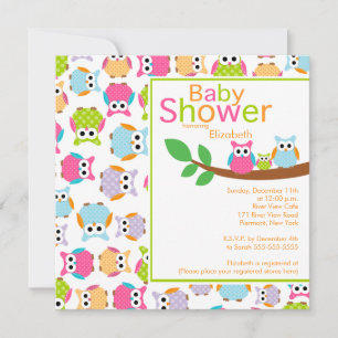 Mum & Dad Owls with Baby Owl Baby Shower Invitation