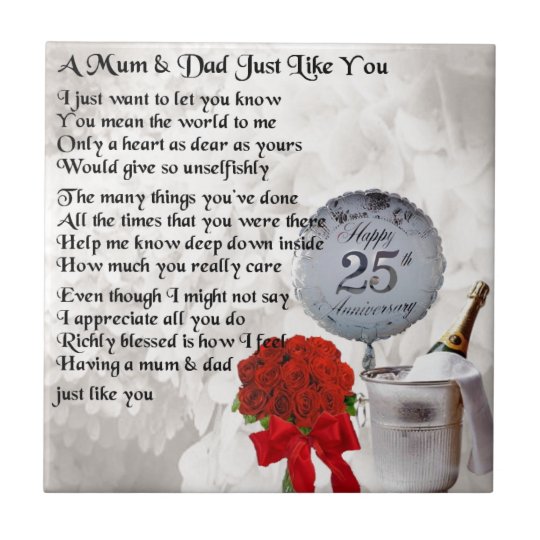 MUM AND DAD SILVER ANNIVERSARY FANTASTIC VERSES GREAT QUALITY