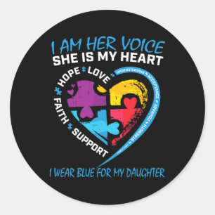 Mum Dad Puzzle I Wear Blue For My Daughter Autism Classic Round Sticker